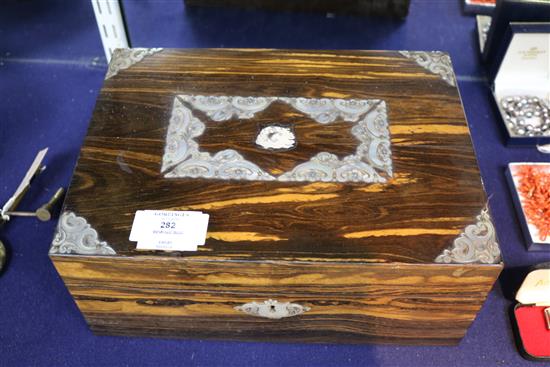 A coromandel mother of pearl inlaid sewing box length 30cm